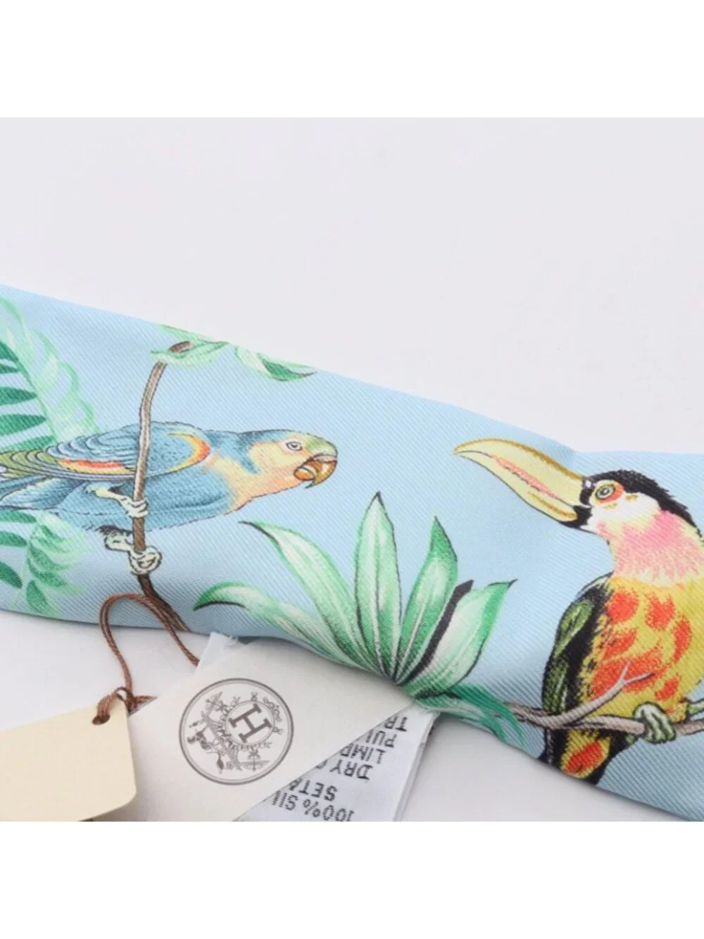 Hermes Scarf Twilly Equateur Ribbon Blue Silk